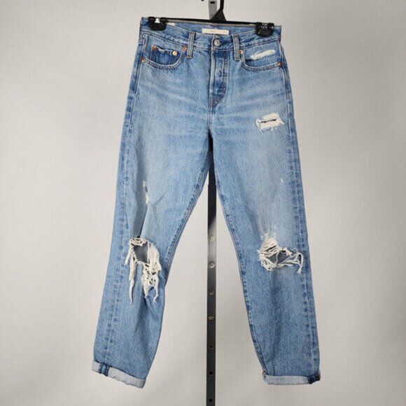 Levis Premium Wedgie Distressed Straight Leg Denim Jeans Size 25 - Picture 1 of 6